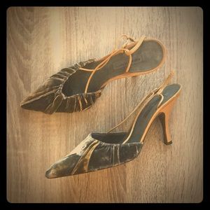 Alberta Ferretti Velvet Slingbacks